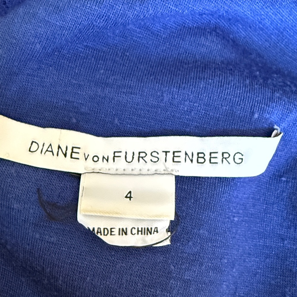 Diane Von Furstenberg Zarita Blue Lace 3/4 Sleeve Back Zip Sheath Size 4 - Picture 3 of 13